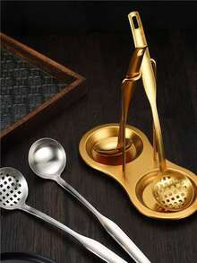 1pc Stainless Steel Vertical Soup Ladle Holder Stand, Kitchen Restaurant Hotpot Buffet Dining Utensil Organizer, Portable Western Style Soup Ladle & Strainer Rack (Ladles Not Included) - Multicolor - View 6