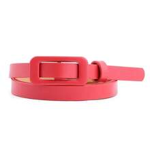 1 pièce Ceinture élégante vintage en PU (polyuréthane) de couleur unie pour femmes, convient pour les vestes, les robes, le quotidien, le travail, les fêtes et les sorties, automne/hiver - Rouge foncé - Voir 2