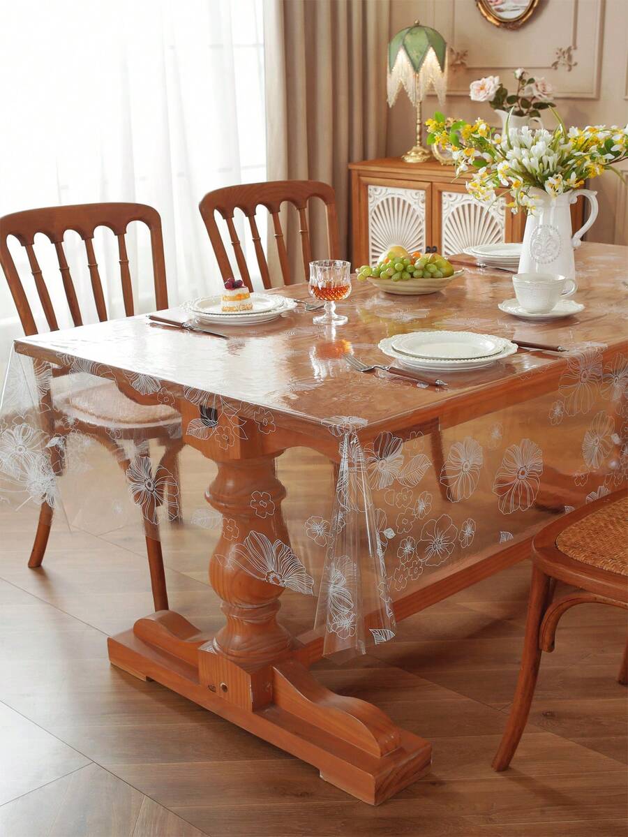 0.13mm Thick Transparent Plastic Tablecloth Protector, 100% Waterproof And Oil-Proof, Suitable For Dining Tables, Parties And Holidays