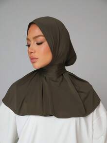 女士头巾帽，中东/阿拉伯/迪拜/土耳其穆斯林风格，纯色经典简约时尚休闲优雅，采用柔软的莫代尔丝绸混纺面料，舒适长帽檐，二合一头巾帽，适合日常生活、节日、聚会、宗教仪式等场合。 - Botton hijab - 查看 3