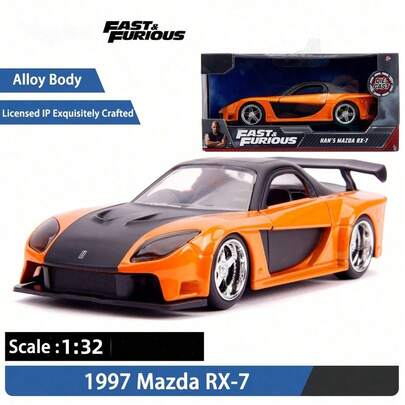 Jada Modelo de coche de carreras de simulación 1:32 de la película Rápidos y Furiosos NISSAN SKYLINE GT-R (RCNR33) / DODGE CHARGER 2006 de aleación, colección de carritos, empaquetado con belleza como regalo de cumpleaños para hombres