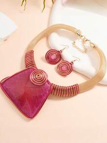 1 Set Handmade Exaggerated Woven Women's Necklace Jewelry Set, Suitable For Women's Party And Gathering Wear - Multicolor - View 7