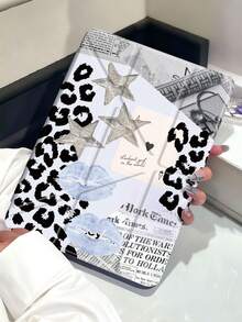 Blue Lip Print And Leopard Print Pattern Tablet Case Compatible With IPad Air 11-Inch M3 2025 / M2 2024, IPad Air 5th Generation 2022 , IPad (A16) 11 Inch 11th Generation 2025,Compatible With Samsung Galaxy Tab,Kindle Paperwhite 12th Gen 2024, Clear Back ,Fashion Pattern Protective Case,Autlueomatic Sleep And Wake-Up Function, Airbag Protection, Suitable For Gifts And Office Use - Baby Blue - View 3