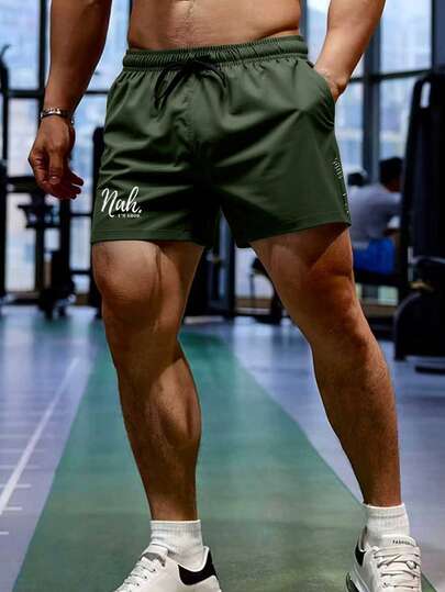 1pc Men's Casual Fashion Printed Shorts, 4-Inch Inseam Athletic Shorts With Drawstring And Pockets, Comfortable And Breathable For Summer, Suitable For Gym Workout, Running Exercise