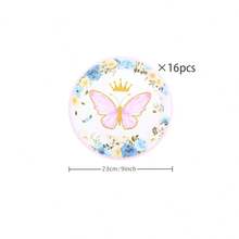 Butterfly Crown Disposable Tableware Set, Including 7/9 Inch Paper Plates, Paper Cups, Paper Napkins, Suitable For Birthday Parties, Festivals, Gatherings, Picnics, Celebration Events, Wedding Tea Parties, Graduation Ceremonies - Multicolor - View 8