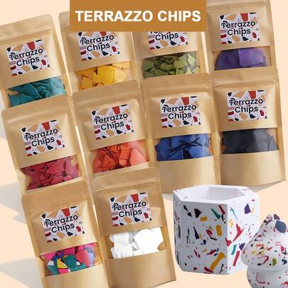 100g/Bag Non-Fading Terrazzo Chips, Terrazzo Fragments, Modern Terrazzo Decorative Chips (20 Colors), Friendly Dispersed Dyes For Resin & Gypsum, Terrazzo, Fragments, Colored, Precast, For Use With Resin Casting Powder/Casting Powder/Cement Products