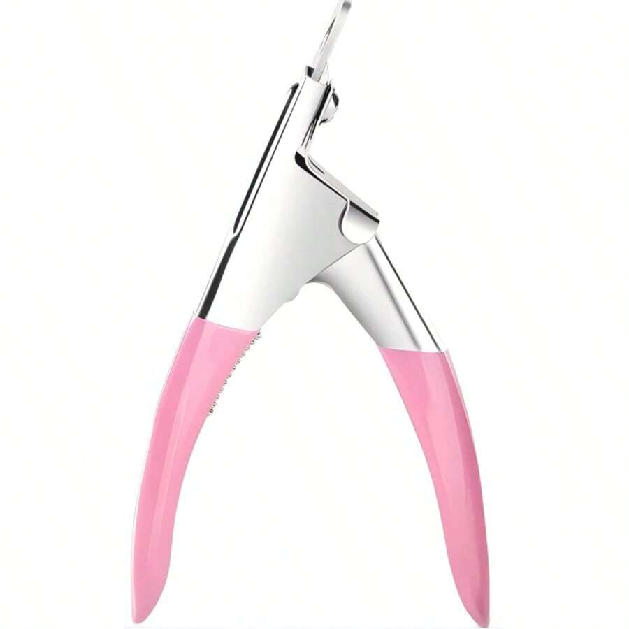 1Pcs 3-Way False Nail Tip Cutter - Stainless Steel U-Shaped Clipper For Acrylic, Gel, And Fake Nails - Essential DIY Manicure Tool - 粉色 - 查看 1