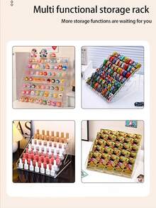 1个多层指甲油展示架，眼影盘，口红多层收纳托盘，化妆品展示架，化妆品收纳展示盒，适用于指甲油、化妆品、口红、香水、珠宝等，适合美甲沙龙、家庭、房间、卧室、浴室等场所。 - 透明 - 查看 8
