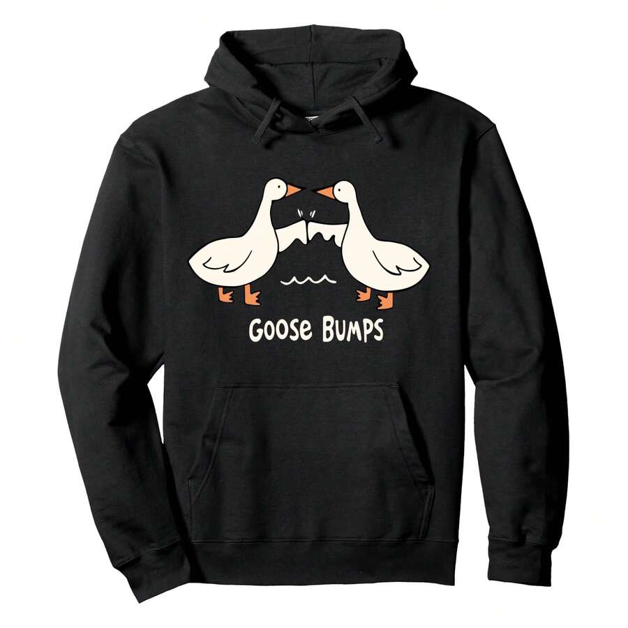 Cute Goose Bumps Funny Animal Pun Lover Women & Men Graphic Pullover Hoodie Cool Retro Vintage Slogan Printing Cute Animal Crew Deck  Gift (Multiple Sizes Available) Chicken PrintingPerfect Christmas, Halloween, Birthday Gift For Home Decor,Uplifting Gift For Friends, Family, Happy Valentine's Day,Happy New Year Classic Pocket For Women Funny American Retro Fleece Hoodie For Women In Autumn And Winter, Oversized Couple Street Fashion Brand - màu đen - Xem 1