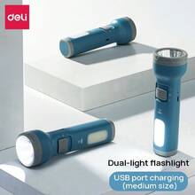 DELI 3662A Flashlight: Dual-Lamp High-Intensity Illumination, Large-Capacity Battery With Fast Charging, High-Brightness LED Light, Versatile For Both Standing And Lighting Applications. - Blue - View 2