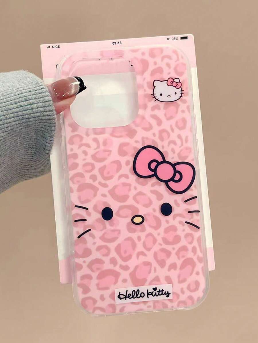 Sanrio [Saniro Phone Case] Hello Kitty Expression, Pink Leopard Bow KT Cat Phone Case - Cute Bow Design, Compatible With IPhone 17/17 Air/17 Pro/17 Pro Max, 16/16 Plus/16 Pro/16 Pro Max, 15/15 Plus/15 Pro/15 Pro Max, 14/14 Plus/14 Pro/14 Pro Max, 13/13 Pro/13 Pro Max, 12/12 Pro/12 Pro Max, 11/11 Pro Max, Dust-Proof, High-Value, Popular Anti-Drop - Pink - View 1