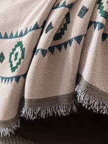 1pc Bohemian Style Sofa Blanket - Suitable For All Seasons, Pet Friendly, Dust Cover Sofa Throw With Tassels - For Living Room, Bedroom - Machine Washable, Sofa Blanket, Sofa Cover, Sofa Throw