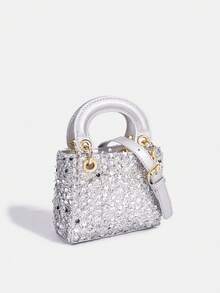 1pc Girls' Fashion Sequin Elegant Handbag, High-End Shoulder Crossbody Bag With Adjustable Strap, Matching Mother-Daughter Bag, Clutch, Evening Bag, Wallet, Coin Purse, Suitable For Daily, Party, Travel, Ideal Gift - Sequined Handbag - View 17