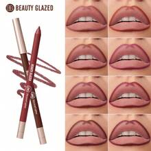 beauty glazed 哑光唇线笔套装，高显色度裸色唇线笔，丰盈唇形，防水持久，打造自然妆容，棕色唇线笔，女士适用 - #107 - 查看 4