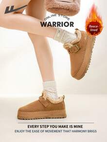 Warrior 女士秋冬休闲时尚鞋款，厚底设计提升舒适度，百搭复古英伦风，四季皆宜，耐磨耐穿，保暖内衬运动鞋。 - 卡其色 - 查看 7