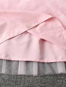 Girls' Sleeveless Round Neck Princess Dress With 3D Flower & Bow Decor, Mesh Skirt, Back Zipper Closure, Casual Dress - Pink - View 8