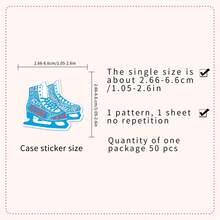 50张趣味可爱滑冰贴纸，可用于笔记本电脑、水瓶、日记本、行李箱、汽车、衣柜等DIY装饰贴纸