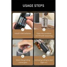 1pc Electric Salt And Pepper Grinder, Gravity Sensing Automatic Salt And Pepper Mill, Battery Operated (Batteries Not Included), Visible Capacity Container, Suitable For Outdoor BBQ, Home Kitchen, Restaurant, Party - Multicolor - View 4