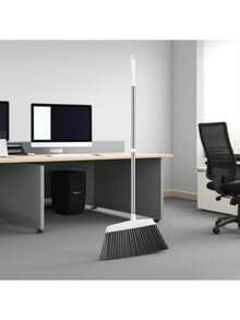 重型商用/家用超长刮水扫帚 - 4 层防风刷毛，不掉毛塑料扫帚，带人体工学手柄，适用于硬地板、角落 - 家庭、办公室、仓库、工厂清洁 ( )