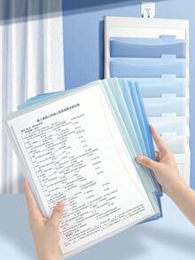 1pc Hanging File Folder, Foldable File Bag, Expandable Ombre File Pouch, Standalone Use, Suitable For School And Office