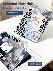 Blue Lip Print And Leopard Print Pattern Tablet Case Compatible With IPad Air 11-Inch M3 2025 / M2 2024, IPad Air 5th Generation 2022 , IPad (A16) 11 Inch 11th Generation 2025,Compatible With Samsung Galaxy Tab,Kindle Paperwhite 12th Gen 2024, Clear Back ,Fashion Pattern Protective Case,Autlueomatic Sleep And Wake-Up Function, Airbag Protection, Suitable For Gifts And Office Use - Baby Blue - View 10