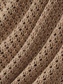 复古圆领露背修身针织紧身沙滩迷你连衣裙 2026 女士夏季海边度假泳装罩衫夜店短裙 - 卡其色 - 查看 8