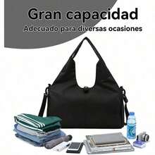 YZZ Bolsa de Gimnasia para Mujer,Bolsa de Yoga con Hebilla para Esterilla de Yoga,Bolso de Mano con Compartimento para Zapatos para Gimnasio y Viajes. - Negro286 - Ver 7