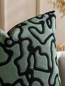 1pc/2pcs Three-Dimensional Texture Throw Pillow Covers 18x18 Set Of 2 Neutral Decorative Textured Cushion Case Farmhouse Pillowcase Modern Square Pillow Covers For Sofa,Couch - Dark Green - View 5