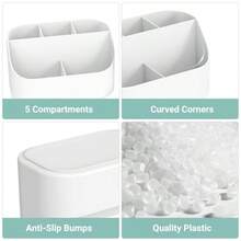 Countertop Toothbrush Holders For Bathrooms Plastic Toothpaste And Electric Tooth Brush Holder Storage Caddy Stand For Shower 5 Slots Cute Bathroom Counter Organizer For Vanity White - trắng - Xem 4