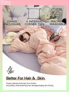 3 Stücke Set Bettwäsche in Hellrosa & Hellviolett, beinhaltet 1 Bettbezug & 2 Kissenbezüge, weich & bequem, in verschiedenen Farben erhältlich, geeignet für Studentenwohnheime, einfache & modische Heimdekoration, weich & gemütliches Schlafzimmer Bettwäsche-Set, maschinenwaschbar, ohne Füllung