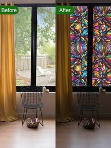 YUANYI 1卷（17.5英寸宽）PVC材质彩色窗贴，隔热隐私，适用于办公室、仓库、客厅、卧室、厨房、浴室、推拉玻璃门、装饰。