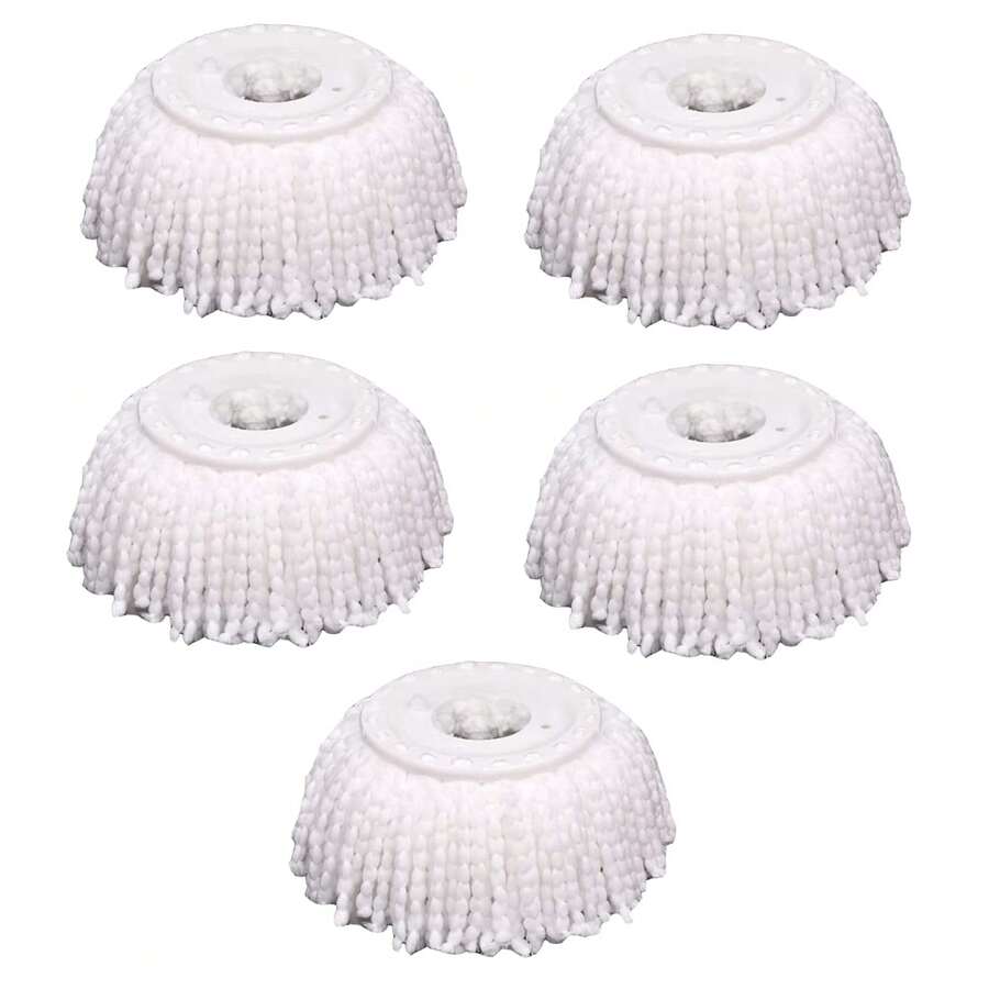 5 PCS Microfiber Replacement Mop Head Spin Mop Head Replacement 5-Pack, Microfiber Refill Heads Universal For 360 Spin Magic Mopping, Round Shape Standard Size (White) - trắng - Xem 1