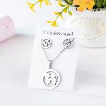 10pcs Stainless Steel Butterfly, Flower, Heart Jewelry Set Including Earrings And Necklace, Fashionable Mixed Style For Women, Durable And Suitable For Casual Daily Wear - 10-piece Mixed Stainless Steel Stud Earring and Necklace Set - View 10
