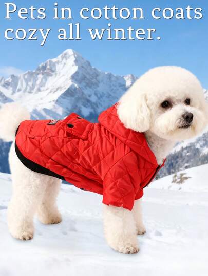 1pc Pet Dog Cute & Fashionable Autumn/Winter Outfit, Purple Plaid Design With Large Pocket Hooded Jacket, Suitable For Teddy, Poodle, Small Breed Dogs