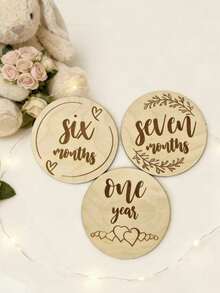 12pcs/Set Wooden Newborn Birth Announcement Keepsake, This Is A Wooden Commemorative Plaque Used To Record Newborn Birth Information, Baby Shower Gift, Newborn Welcome Sign - Wood Color - View 8