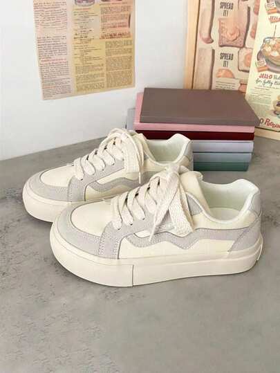 zapatillas versátiles y con estilo, Zapatos de lona para estudiantes, Zapatillas informales para chicas adolescentes, zapatillas deportivas planas retro para estudiantes, Cuatro estaciones de las mujeres de fondo grueso zapatos casuales,Transpirable y cómodo diseño,Estilo de moda,Ligero y versátil