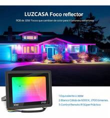 LUCASA Reflector Led 50w Rgb Multicolor Exteriores Color De La Carcasa Negro - 30 W [2800 lúmenes] - Ver 2