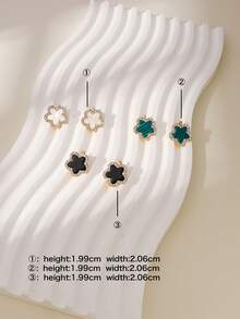 1 par de clips de oreja sin perforación con trébol de cuatro hojas de gema de cristal brillante, regalo de joyería exquisita y brillante para amigos - trébol de cuatro hojas - Ver 5