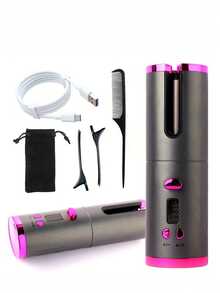 Cordless Auto Curling Iron, 5000mAh USB Rechargeable Curler With 6 Heat Settings And Timer, Precise Curling, Fast Heating And Auto Shut Off, Portable Electric Curling Wand With LCD Temperature Display, Ceramic Curl Chamber, Suitable For All Hair Types, Ideal For Home/Travel/Occasions, Best Gift For Women On Valentine's Day - Multicolor - View 11