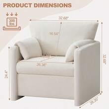 Oversized Acct Chair For Living Room 32.68" Large Modern Armchair With Deep Seat Mid-Ctury Comfy Reading Chair With Padded Arms Chille Single Sofa Chairs For Bedroom Beige - 灰色 - 查看 2