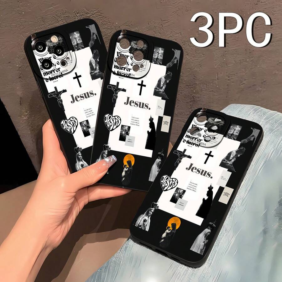 La funda para teléfono con collage artístico inspirado en la fe de Jesús presenta una impactante combinación de imágenes espirituales y citas inspiradoras. Compatible con 17, 16 Pro Max, 15 Pro Max, 13 y 12. Fabricada en TPU resistente para una protección óptima contra golpes y caídas. Un regalo significativo para familiares, amigos, líderes espirituales o un detalle especial para cualquier ocasión, como Navidad, cumpleaños o reuniones especiales. - Negro - Ver 1