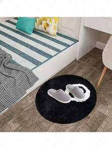 1pc Black Background White Dot Decorative Carpet, Bedroom Decor, Small Rug, Carpet, Home Decor, Living Room Carpet, Living Room Small Rug, Bedroom Carpet, Living Room Home Decor, Outdoor Rug, Washable Carpet - Multicolor - View 4