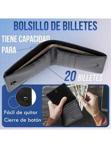 EstiloCarteras Para Caballero Piel, Cartera Hombre Con Monedero, 10 Ranuras Para Tarjetas, Billetera Con Monedero, Billetera Hombre Con ProteccióN RIFD, Ligero Y Delgado, NegroVersióN Mejorada - Negro, sin billetera - Ver 3