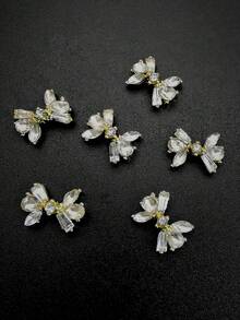 10pcs/Pack 3D Metallic Bowknot Nail Art Decorations, Shiny Gold & Silver Crystal Glass DIY Nail Jewelry Suitable For Girls And Women Nails Nail Supplies - Multicolor - View 8