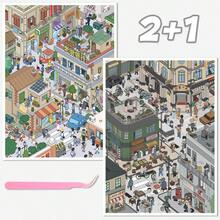 1 Szenen-Karte mit 2 Aufkleber-Bögen, 2 Cartoon-Design-Optionen, 3D Miniatur-Haus-Landschaft Aufkleber, DIY Scrapbooking Spielzeug Aufkleber, wiederverwendbare selbstklebende Aufkleber Scrapbooking Zubehör Schreibwaren - Verschiedenfarbig - Übersicht 10