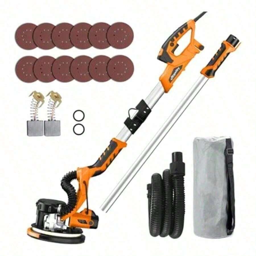 Lijadora De Pared Eléctrica 1390W 1.2 2.2 m 6 Velocidades 900 2800 RPM Y Sistema Automático De Extracción De Polvo Para Paneles De Yeso Techos Paredes Interiores Y Exteriores - Tipo de Enchufe A USA (110-127V) - Ver 1