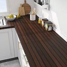 1 Roll Of Dark Brown Wooden Strip Peeling Wallpaper - Waterproof And Moisture-Proof Self-Adhesive Detachable Wallpaper Used For Cabinet Stickers Wall Bedroom Bathroom Kitchen Countertop Ceiling Decoration - Easy To Install Contact Paper Furniture Decoration Wallpaper 45CM*500/300/100CM
