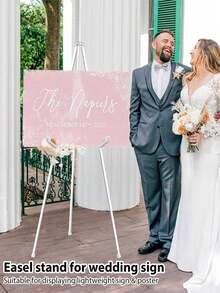 1pc 63-Inch (Approx. 159cm) Easel, Suitable For Wedding Signs, Poster Display, With Storage Bag, 5lbs (Approx. 2.3kg) Capacity, Foldable Portable Floor Easel For Wedding Banners And Poster Display, Desktop Metal Tripod - Multicolor - View 4