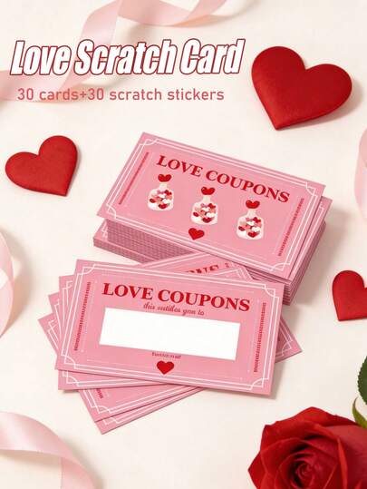 60pcs Pink Scratch Cards, DIY Scratch Cards, Wedding Party Decor, Couple Gift Cards, Suitable For Valentine's Day Party And Events, Gift Packaging, Couple Interaction, Party Penalty Cards, Party Prize Cards, Surprise Cards, Birthday Gift Cards, Gift Cards