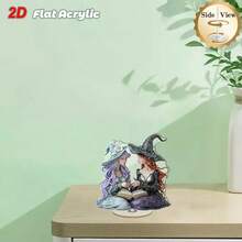 1pc Mysterious 2D Rotating Acrylic Witch Decor Ornament, Suitable For Various Holiday Decorations - Multicolor - View 7